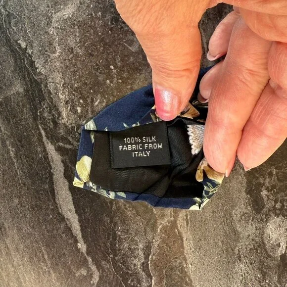 Geoffrey Beene Floral Silk Wide Vintage Tie Blue Cream Business Spring Summer - Picture 5 of 6